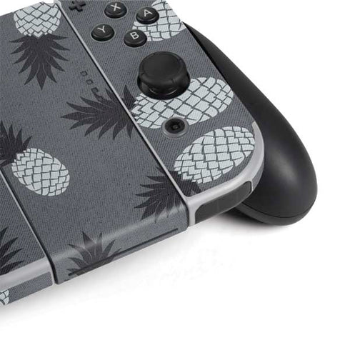 Black and White Pineapples Nintendo Switch OLED (2021) Skin
